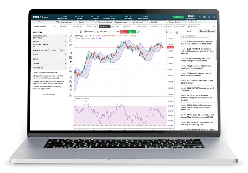 Webtrader on a laptop screen