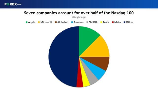Seven companies make up over half of the Nasdaq 100