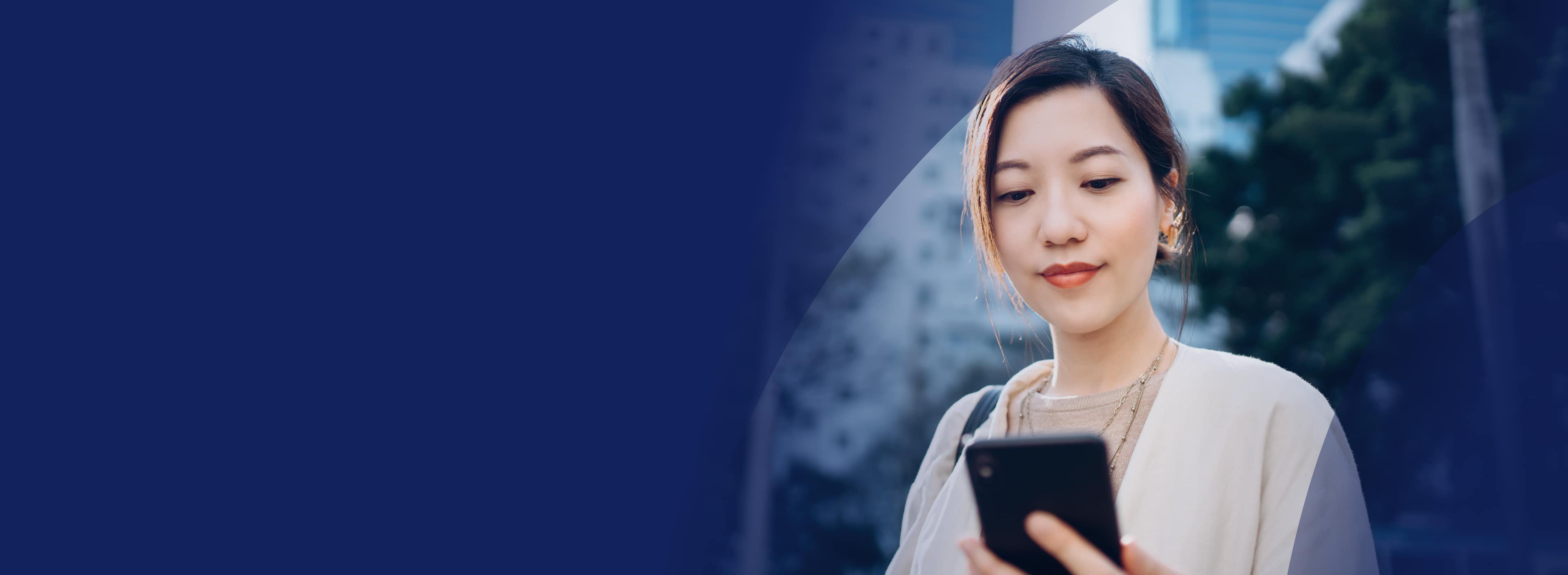 Lady looking at mobile phone