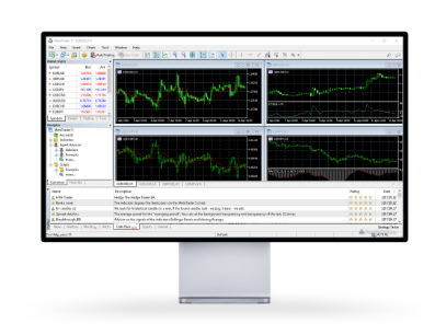 Monitor showing web trading platform screen
