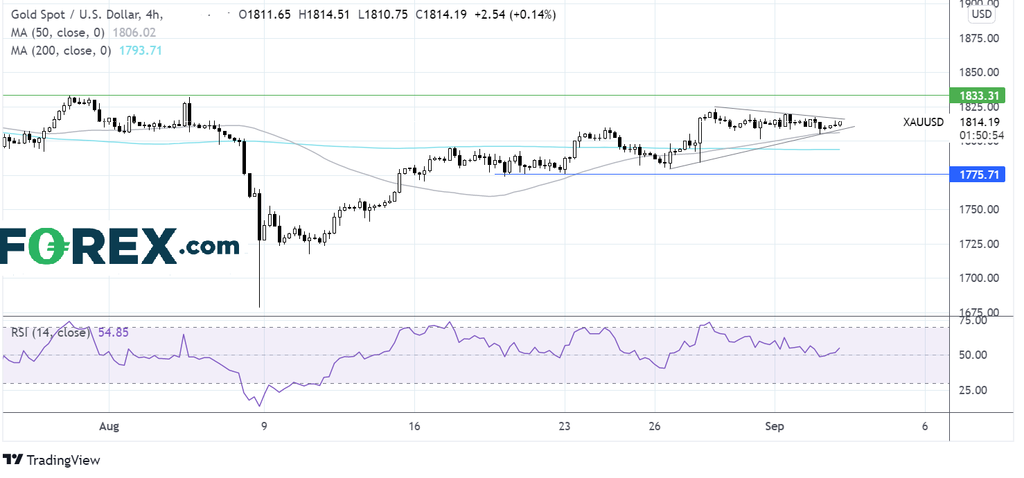 TradingView chart of GOLD (XAU). Analysed on September 2021 by FOREX.com