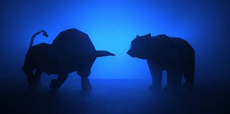 Illustration of Bulls vs Bears to show market types on FOREX.com UK trading course