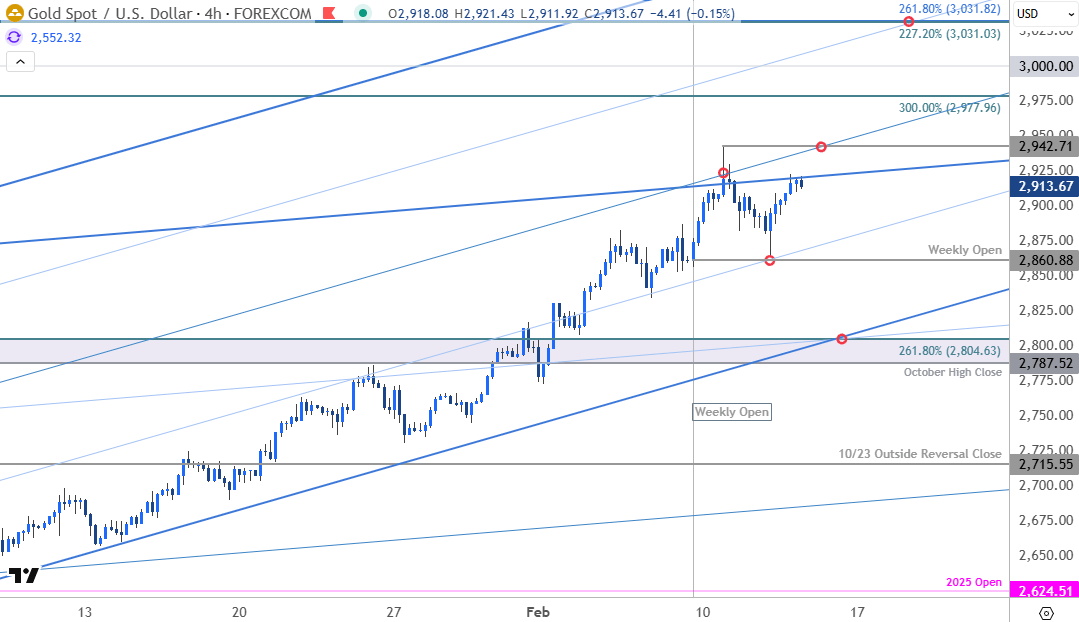 Gold Price Chart-XAUUSD 240min-GLD Trade Outlook-XAU USD Technical Forecast-2-13-2025