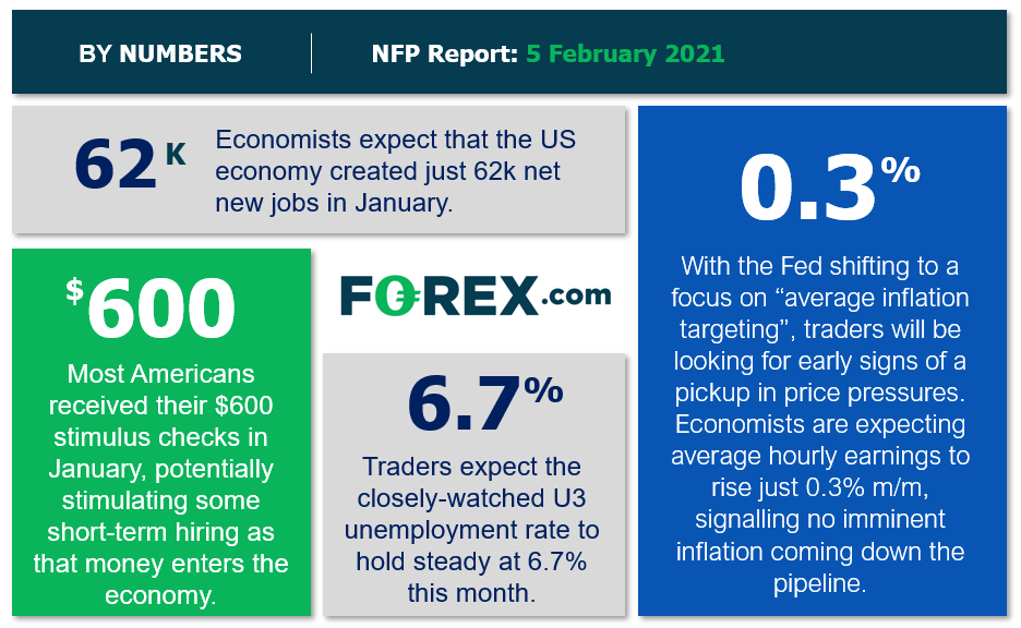 Infographic outlines key US economic affairs around welfare, jobs and inflation. Published in February 2021 Source: NFP