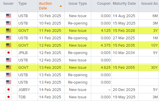 Debt auctions Feb 10 2025