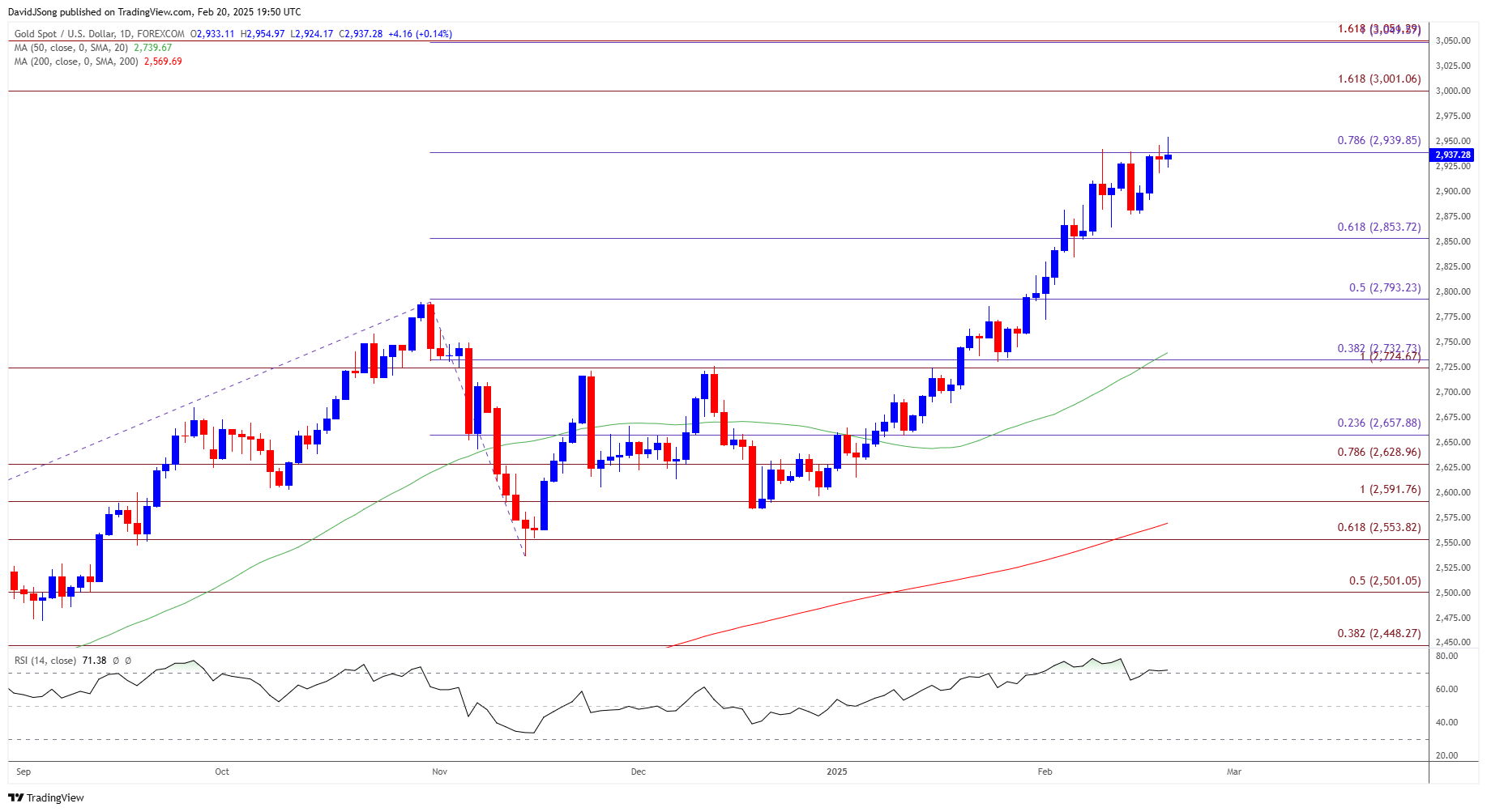 Gold Price Daily Chart 02202025