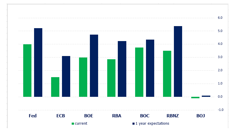 Markets looking for higher Central Bank terminal rates