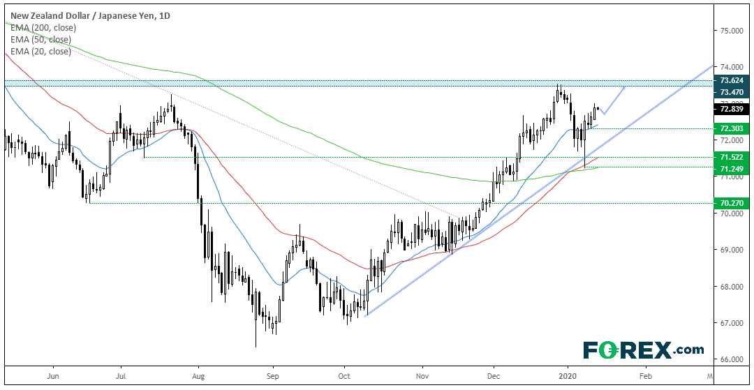 Market chart demonstrating Nzo Business Sentiment Bounces Source: 11 Year Lows. Published in January 2020 by FOREX.com