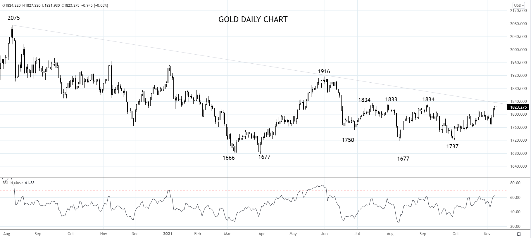 Gold Daily Chart 9th of November
