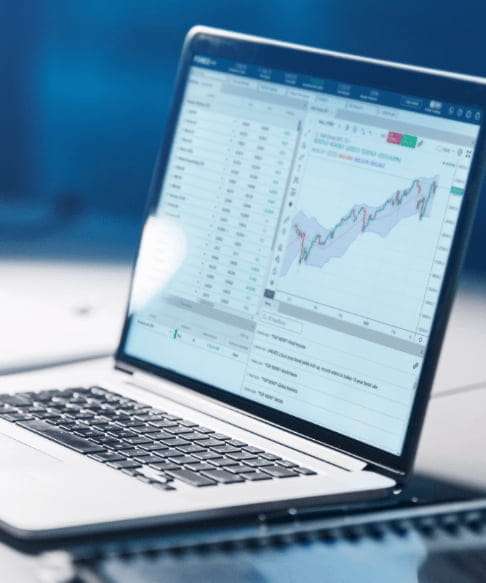 Laptop showing financial data