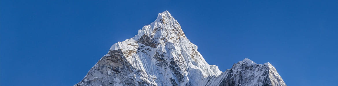 White mountain on blue background