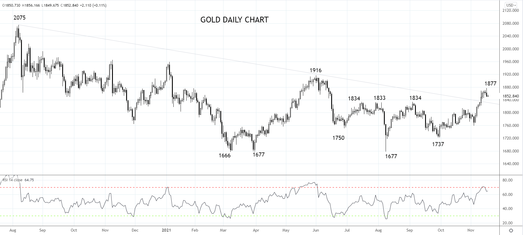 Gold daily chart 17th of November